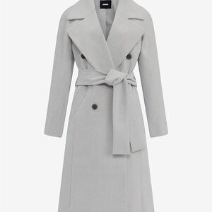 Express Women's (Gray) Double-Breasted Belted Coat